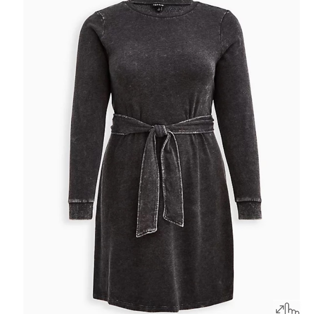 Torrid Pullover Dress Cozy Fleece Black Mineral Wash